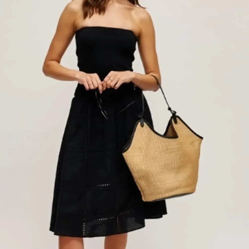 Ambrose Woven Straw Tote Bag in Natural Black - Picture 6 of 9